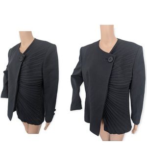 Lilli Ann Black Jacket Accordion Pleated 80s M L